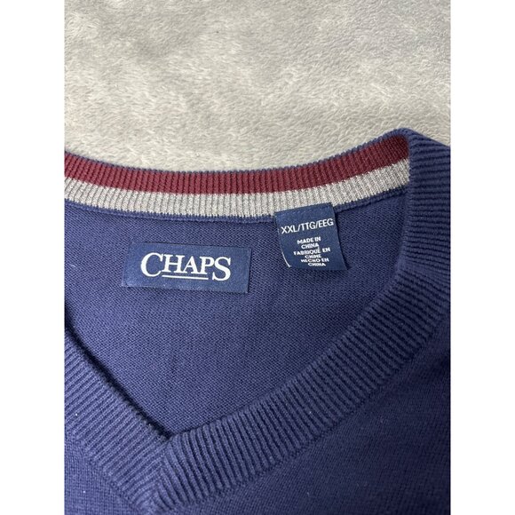 Chaps Mens Navy V-Neck Sweater Vest XXL Layering Office Professional All Seasons - Picture 6 of 9
